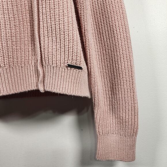Abercrombie & Fitch Womens Pullover Sweater Large Pink Ribbed Button Detail Knit - Picture 7 of 13